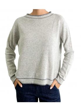 Maglione con bordi a contrasto di colore girocollo 